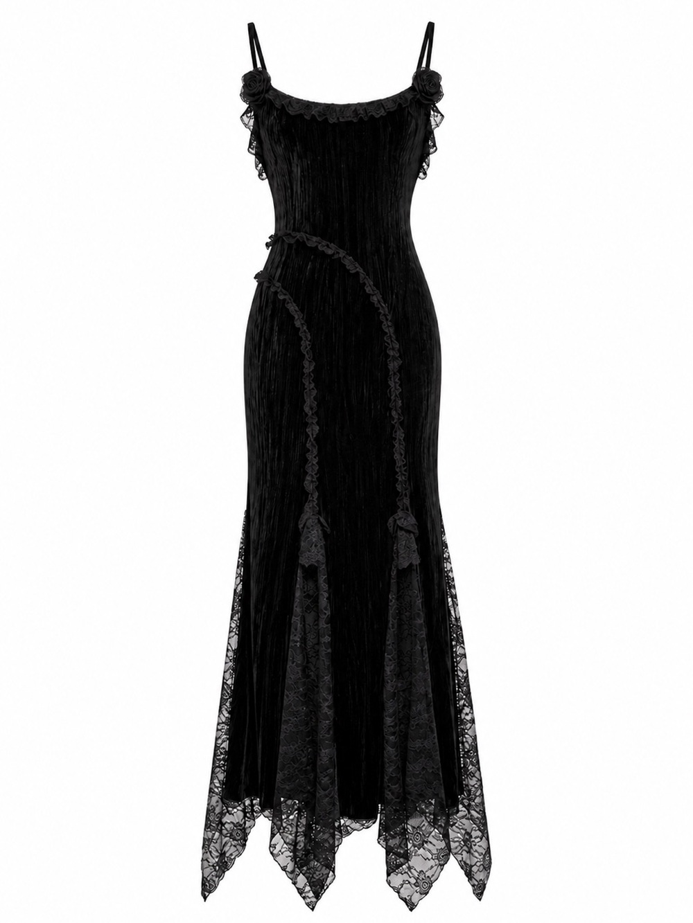 Betsey Johnson X Dolls Kill Black Lace-Trim Maxi Slip Dress